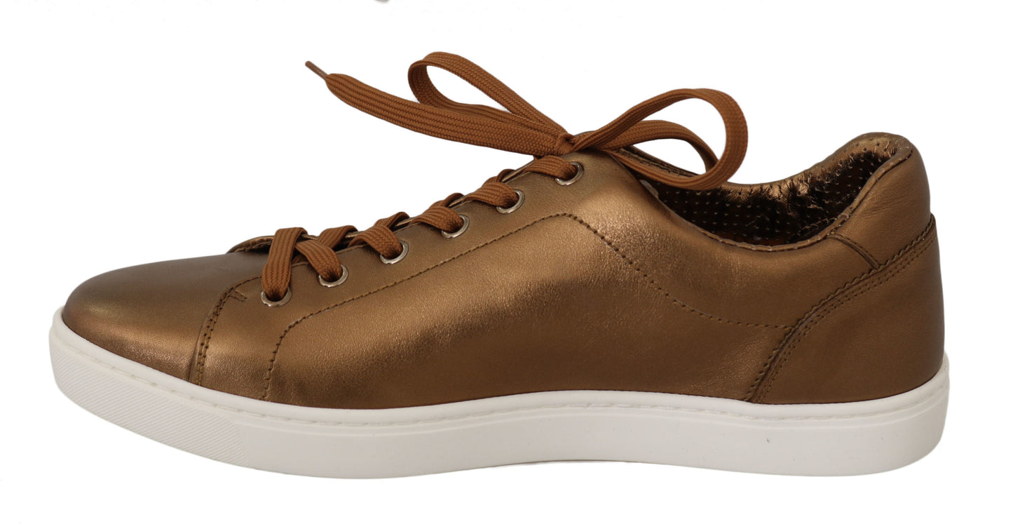 - Golden Metallic Leather Sneakers