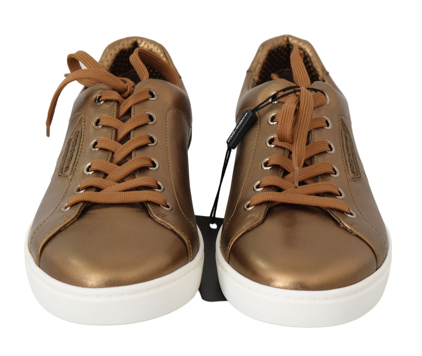 - Golden Metallic Leather Sneakers