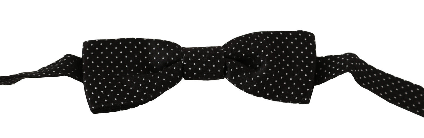 - Elegant Black Polka Dot Silk Bow Tie