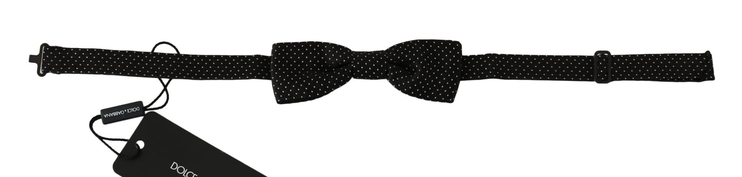 - Elegant Black Polka Dot Silk Bow Tie