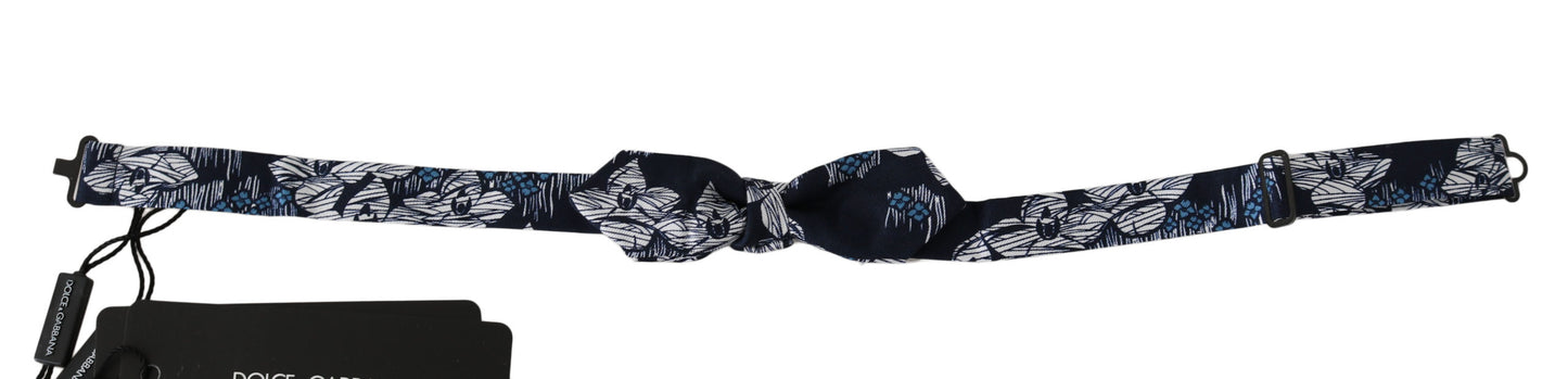 - Elegant Navy Silk Bow Tie