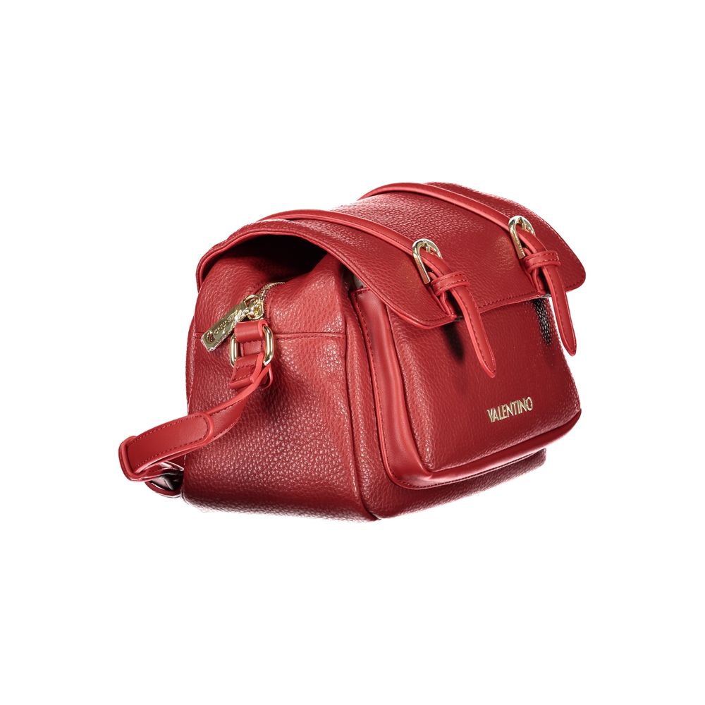Mario Valentino Rosso Leather-Finish Shoulder Bag with Contrasting Details