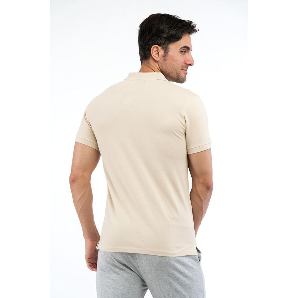 Cavalli Class Beige Cotton Polo Shirt