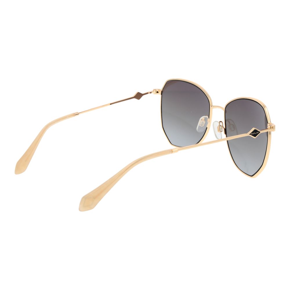 Replay Women's Gold Metal Sunglasses – Full-Rim Style with Grey Gradient Lenses