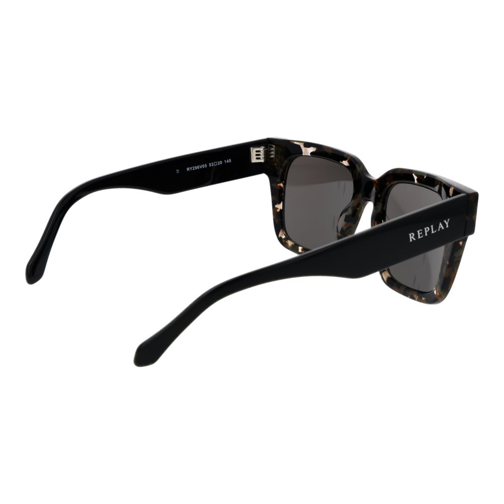Replay Unisex Sunglasses – Multicolor Square Frame, Grey Lenses
