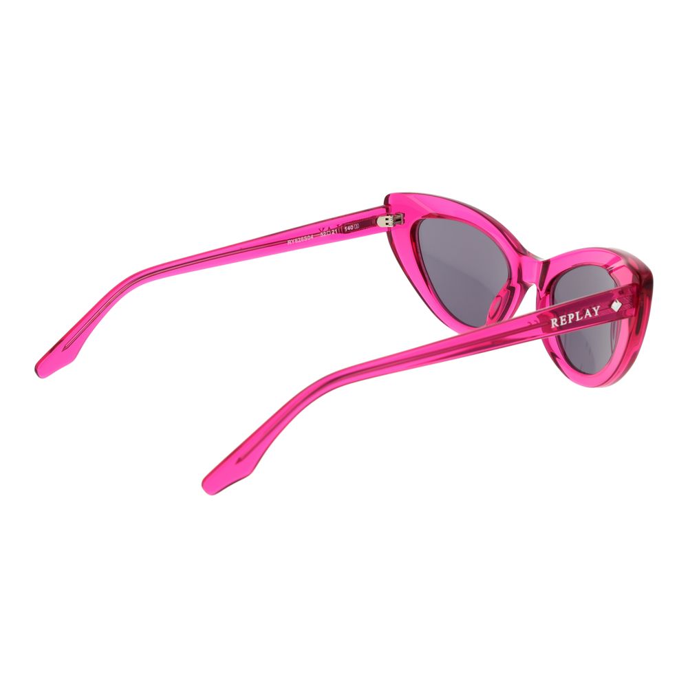 Replay Women’s Sunglasses – Rose Cat Eye Frame, Grey Mirrored Lenses