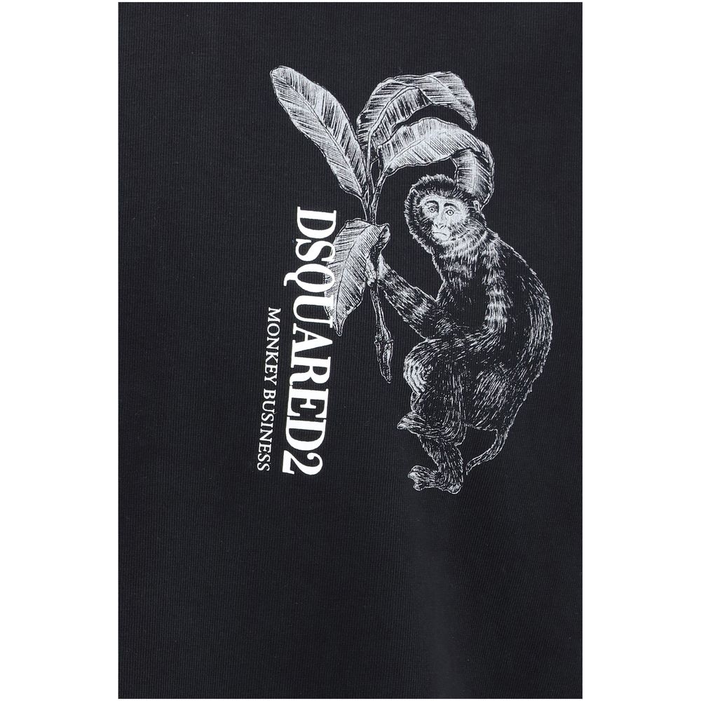 Dsquared² Monkey Business Black Cotton T-Shirt