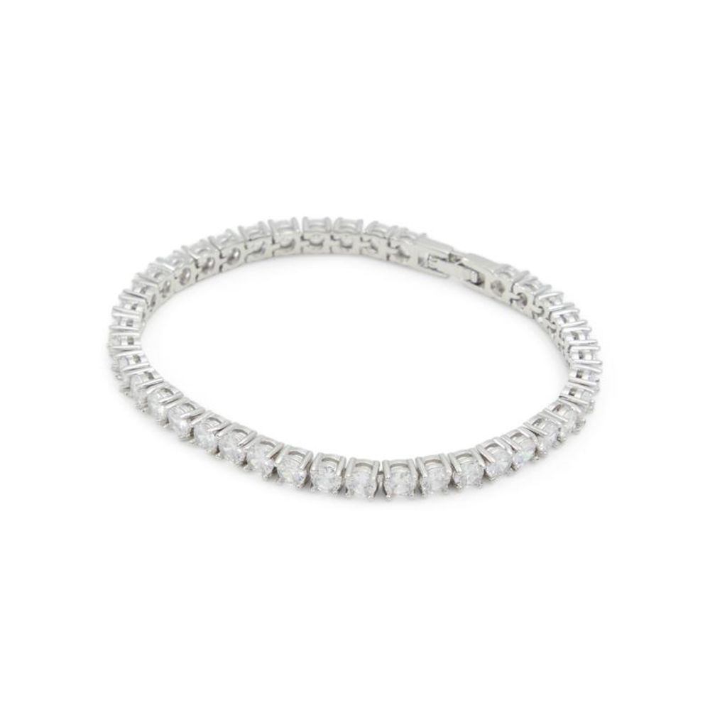 ALDO Silver Elastane Bracelet: Dazzling Zirconia Elegance