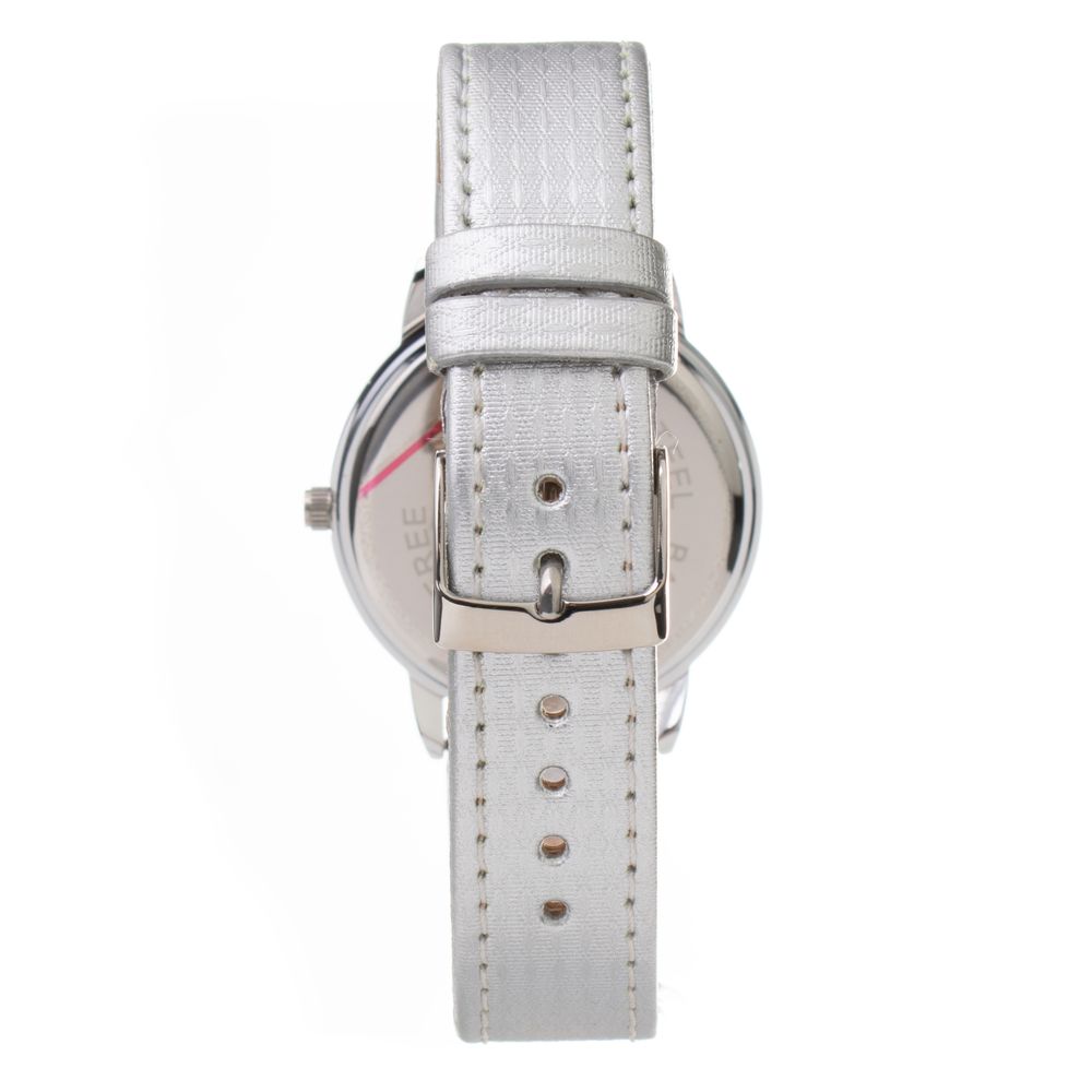 ARABIANS Silver Leather Dress Watch