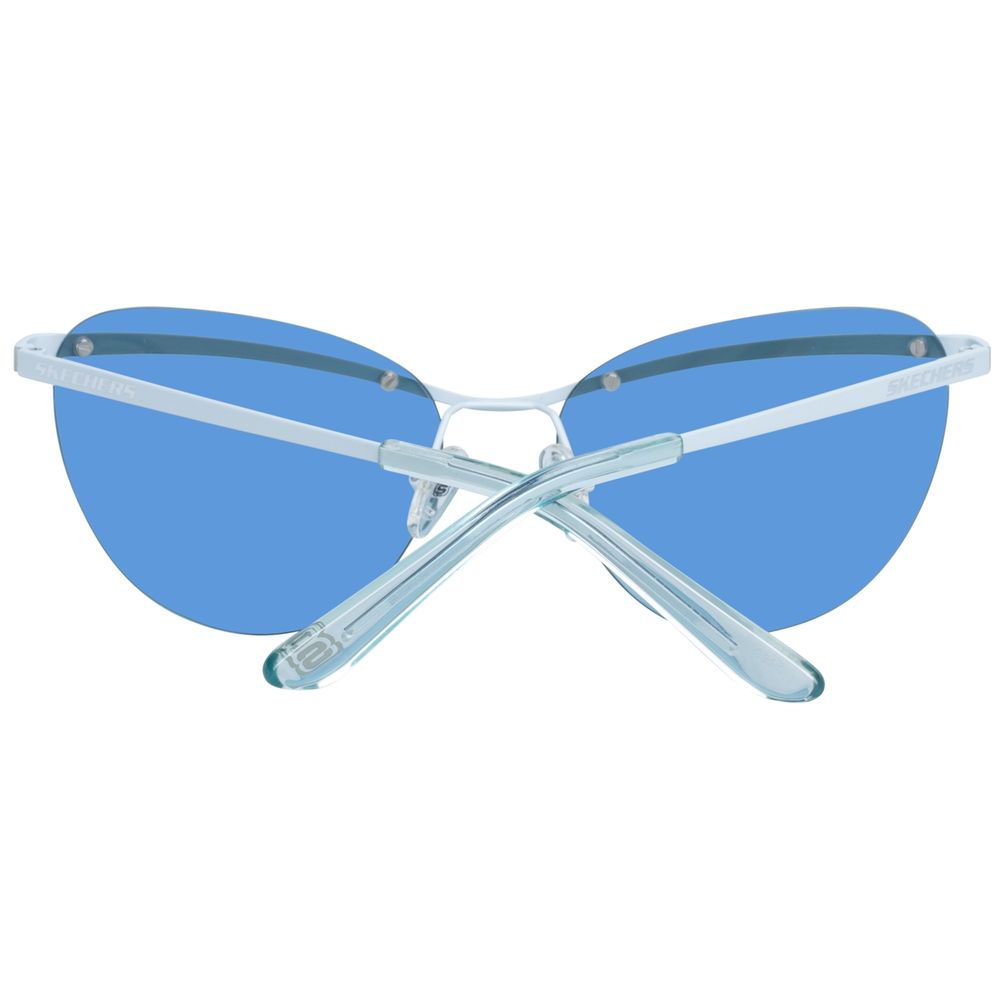 SKECHERS Women’s Sunglasses – White Metal Frame, Blue Lenses