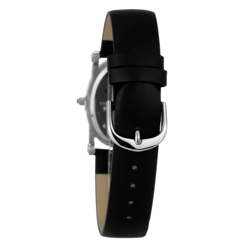 JUSTINA Black Leather Dress Watch - Elegance and Precision Combined
