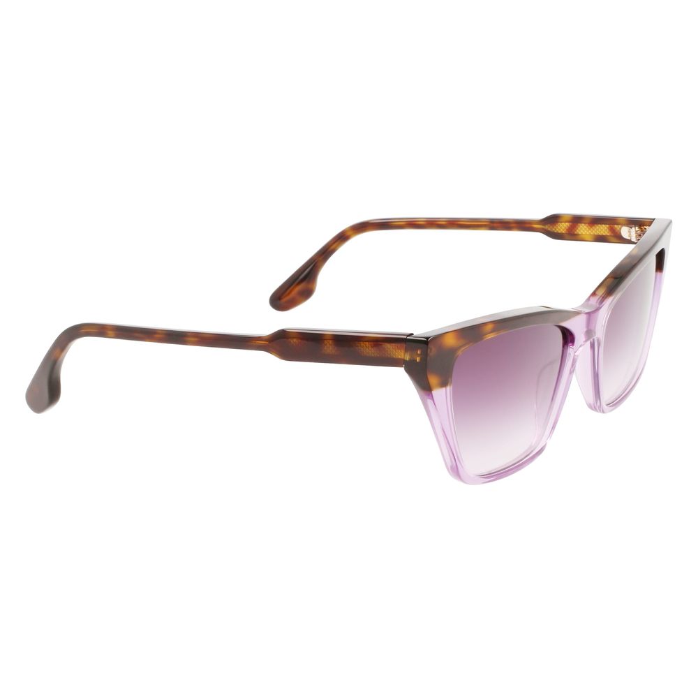 Victoria Beckham Women’s Sunglasses – Brown Acetate Frame with Gradient Purple Lenses