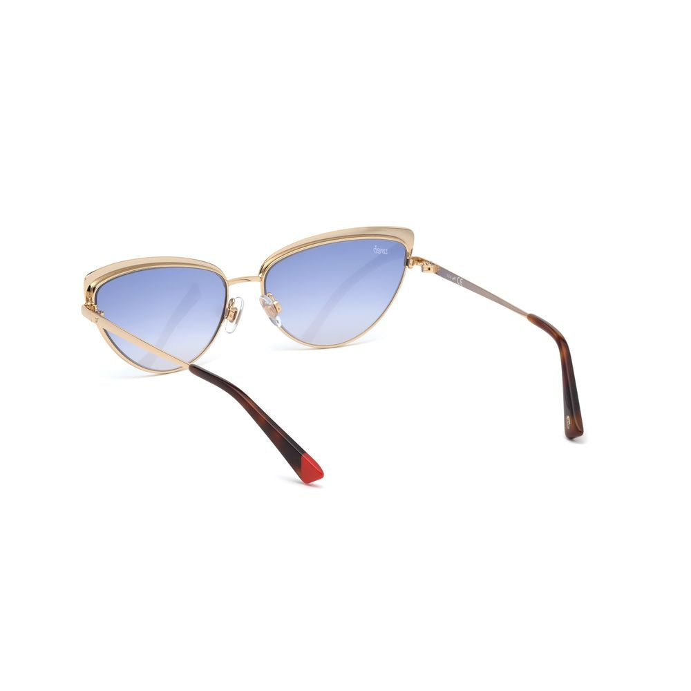 WEB EYEWEAR Women’s Gold Metal Sunglasses – Gradient Blue Lenses