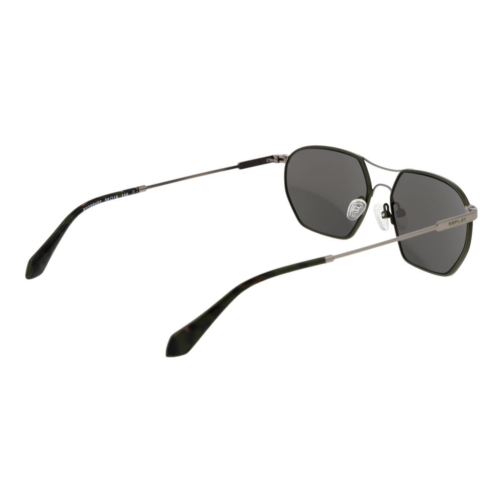 Replay Men’s Sunglasses – Green Metal Frame, Grey Lenses