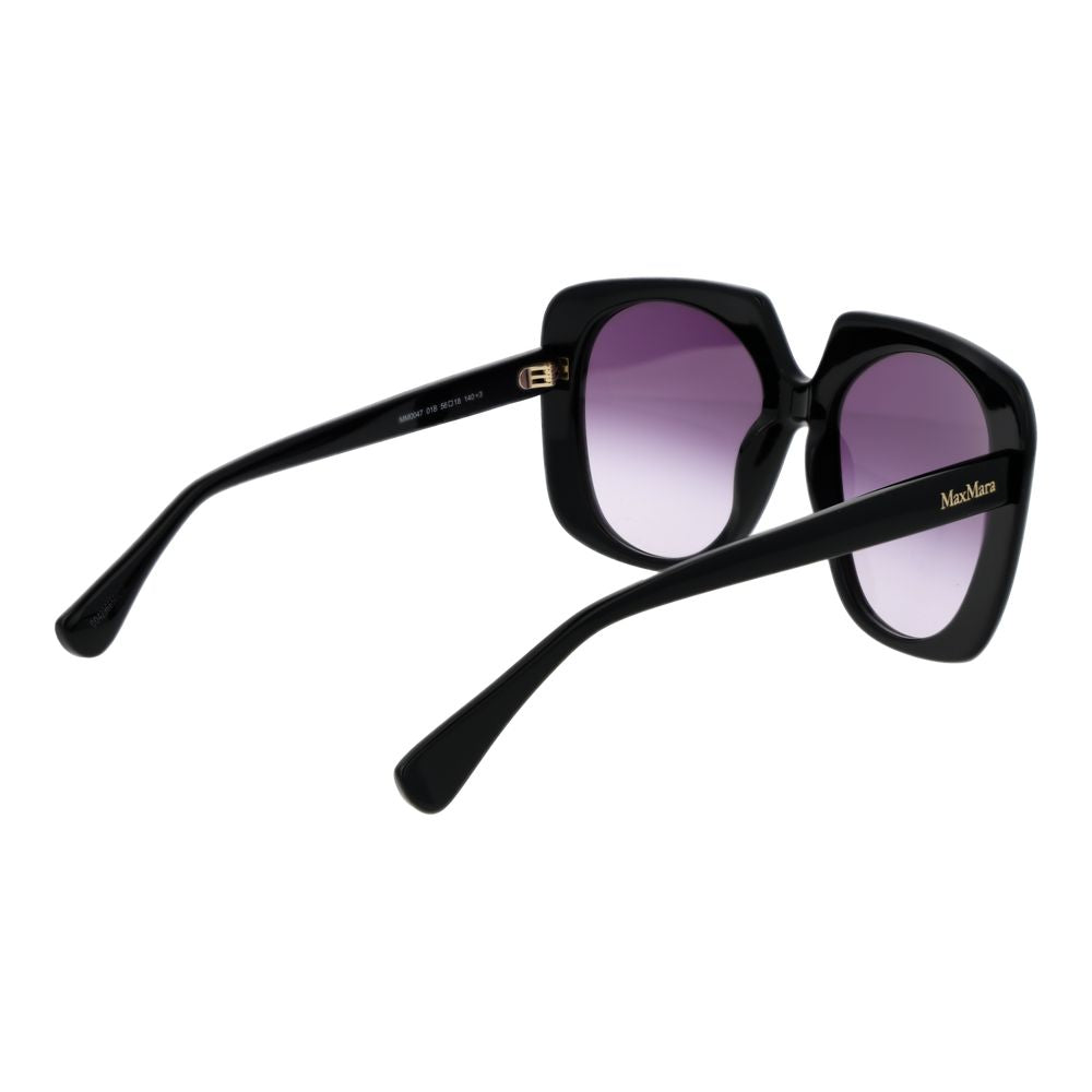 Max Mara Women’s Sunglasses – Black Round Frame, Purple Gradient Lenses