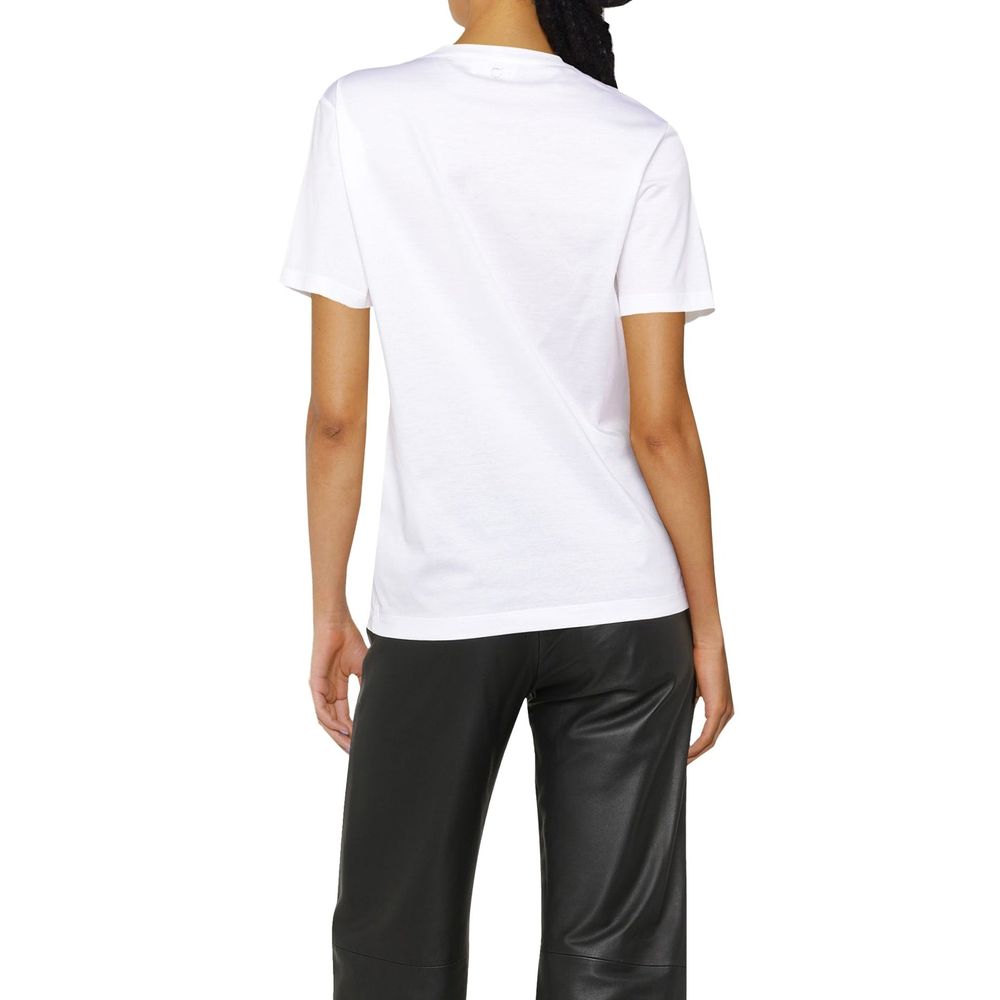 Salvatore Ferragamo White Cotton T-Shirt with Floral Embroidery