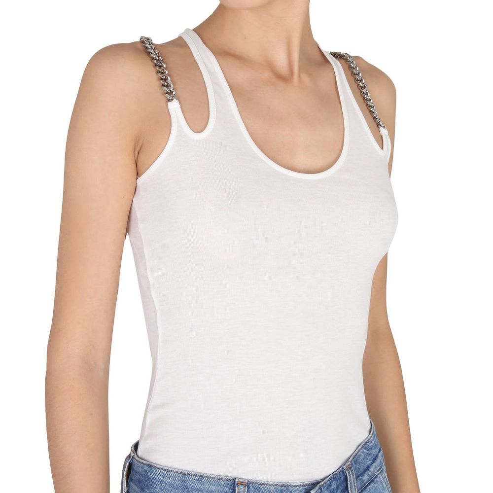 Stella McCartney White Cotton Falabella Chain-Straps Tank Top