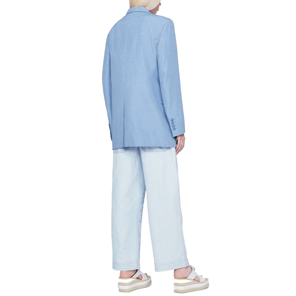 Stella McCartney Blue Cotton Belted Wide Leg Denim Pants