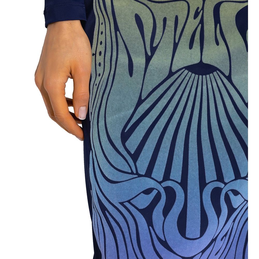Stella McCartney Blue Gradient Art Nouveau-Style Print Midi Skirt