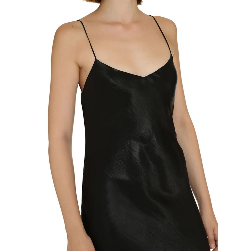 Saint Laurent Black Satin Slip Maxi Dress