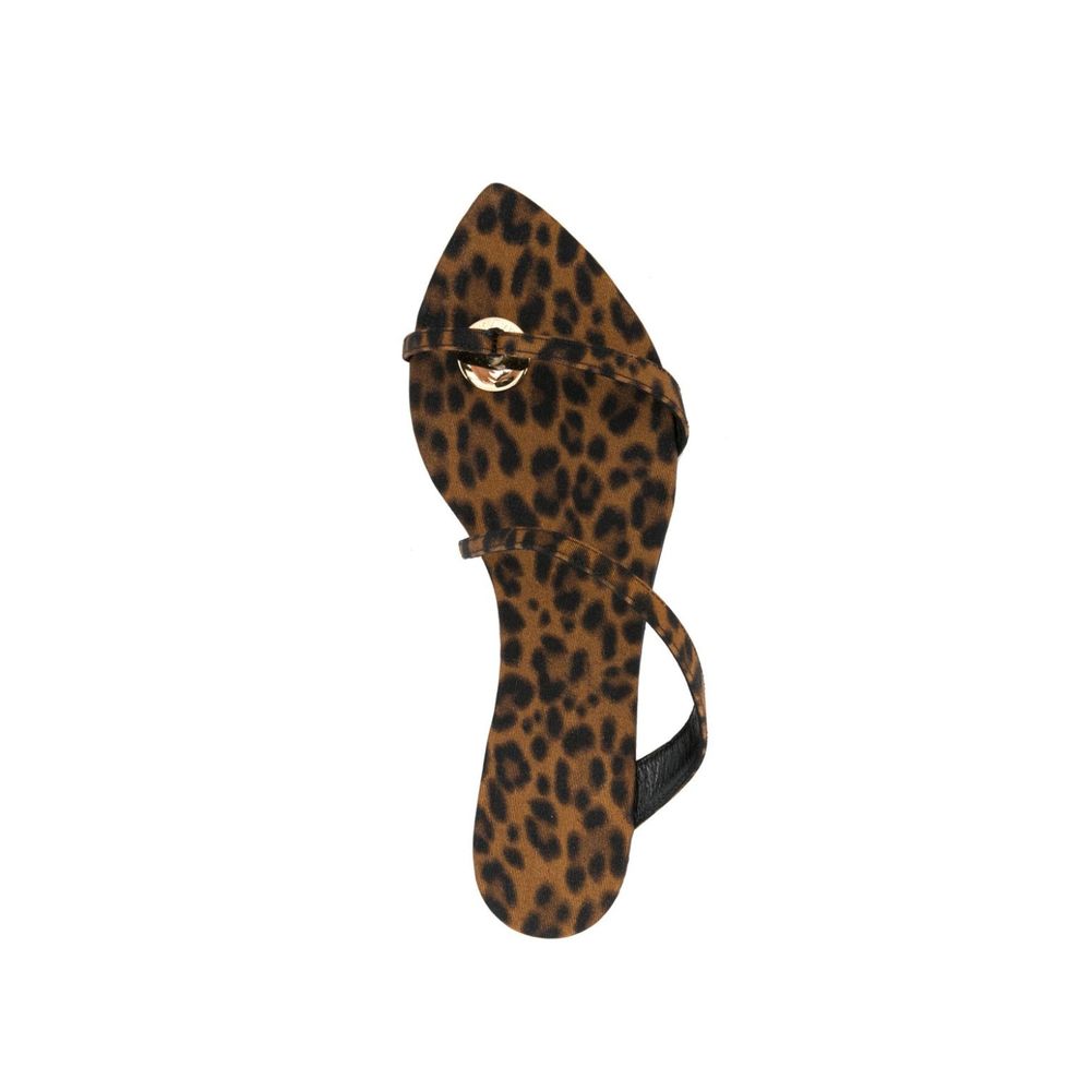 Saint Laurent Brown Leopard Tanger Flat Sandals