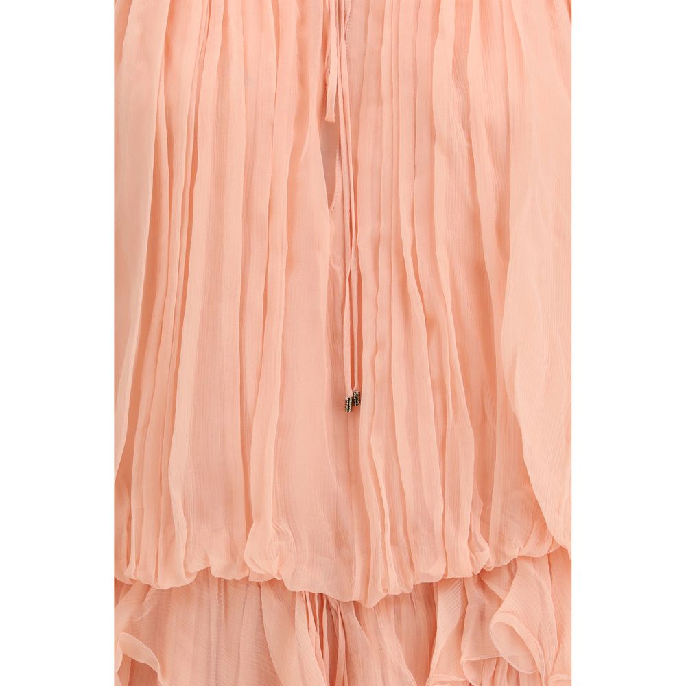 Chloé Peach Pink Silk Mini Dress with Cape