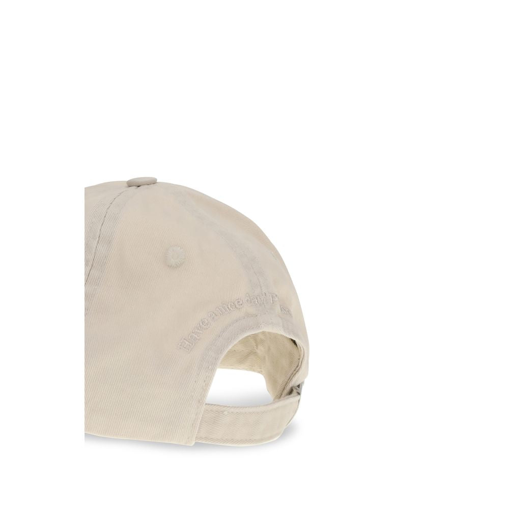 Ganni Beige Cotton Cap - Stylish Baseball Hat with Embroidered Logo