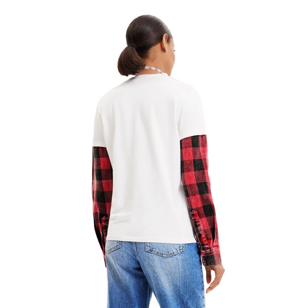 Desigual Women's White Printed Long Sleeve T-Shirt