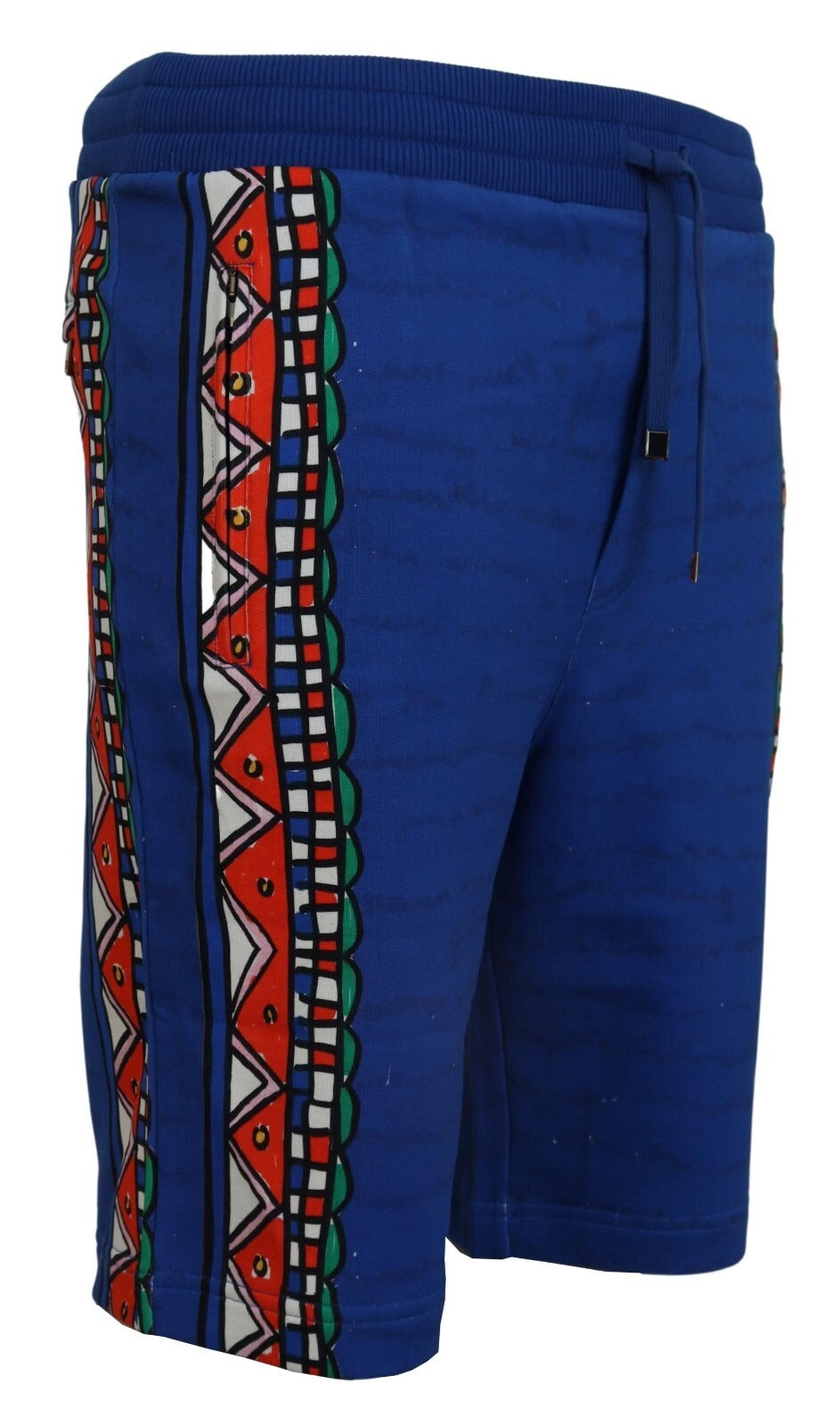 Dolce & Gabbana Blue Cotton Printed Bermuda Trousers Shorts