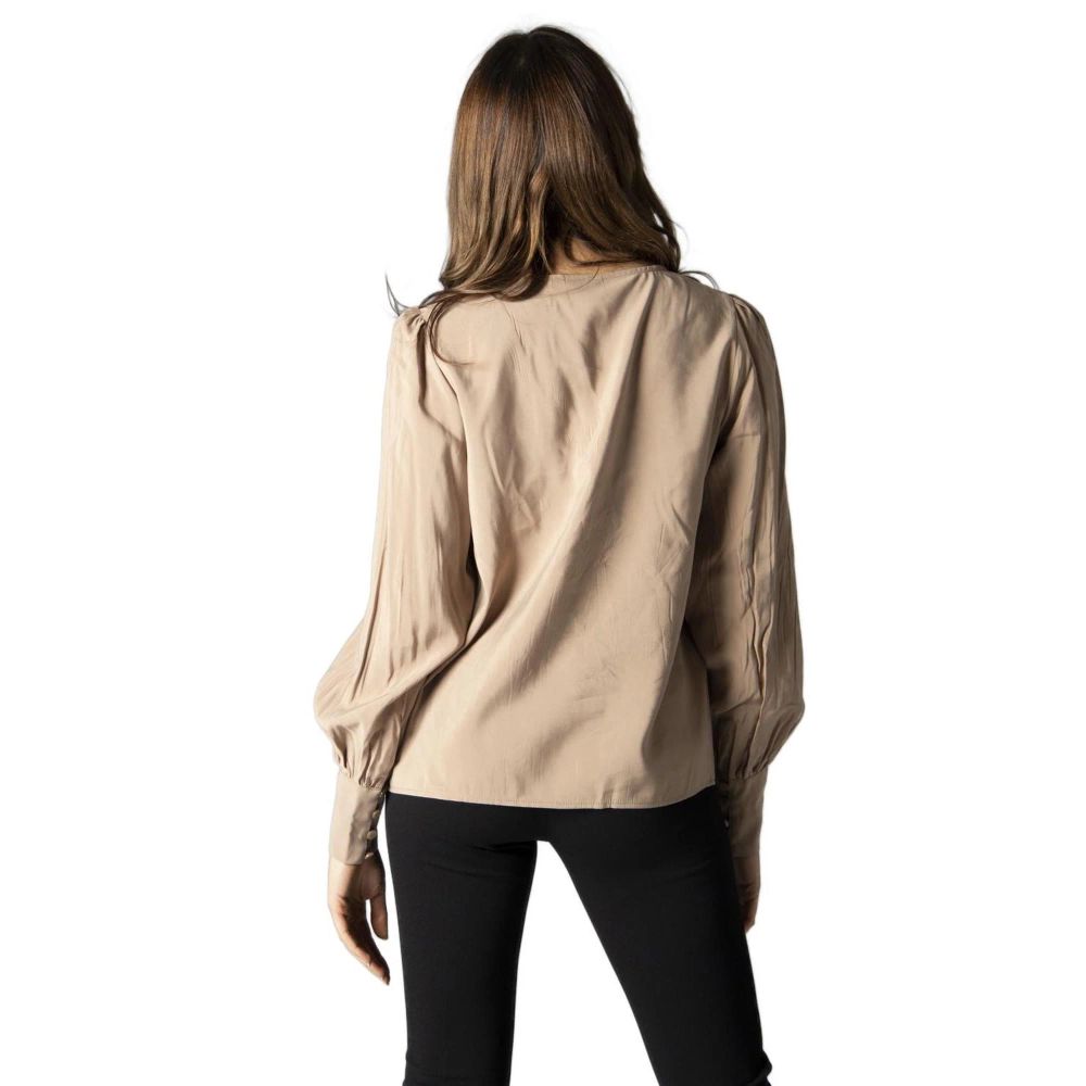 Vila Clothes Beige Silk Blouse for Women