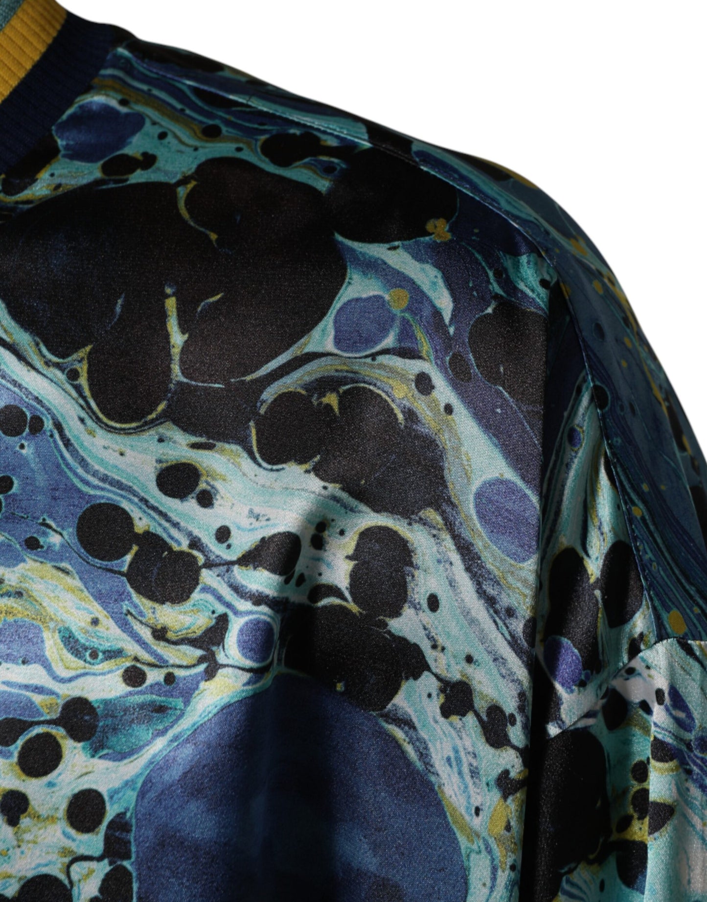 Dolce & Gabbana Blue/Yellow/Black Marble Print Pullover Sweater