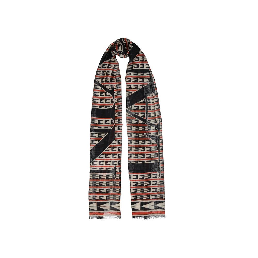 Lanvin Black Multicoloured Geometric Print Wool Scarf