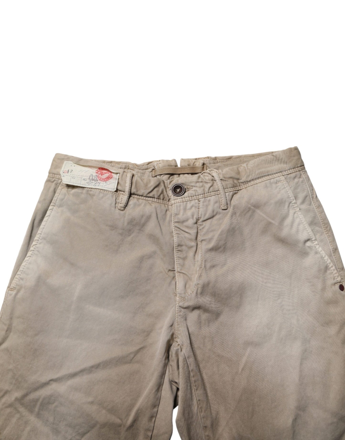 Incotex Beige Mid Waist Straight Women Casual Chino Trouser Pants