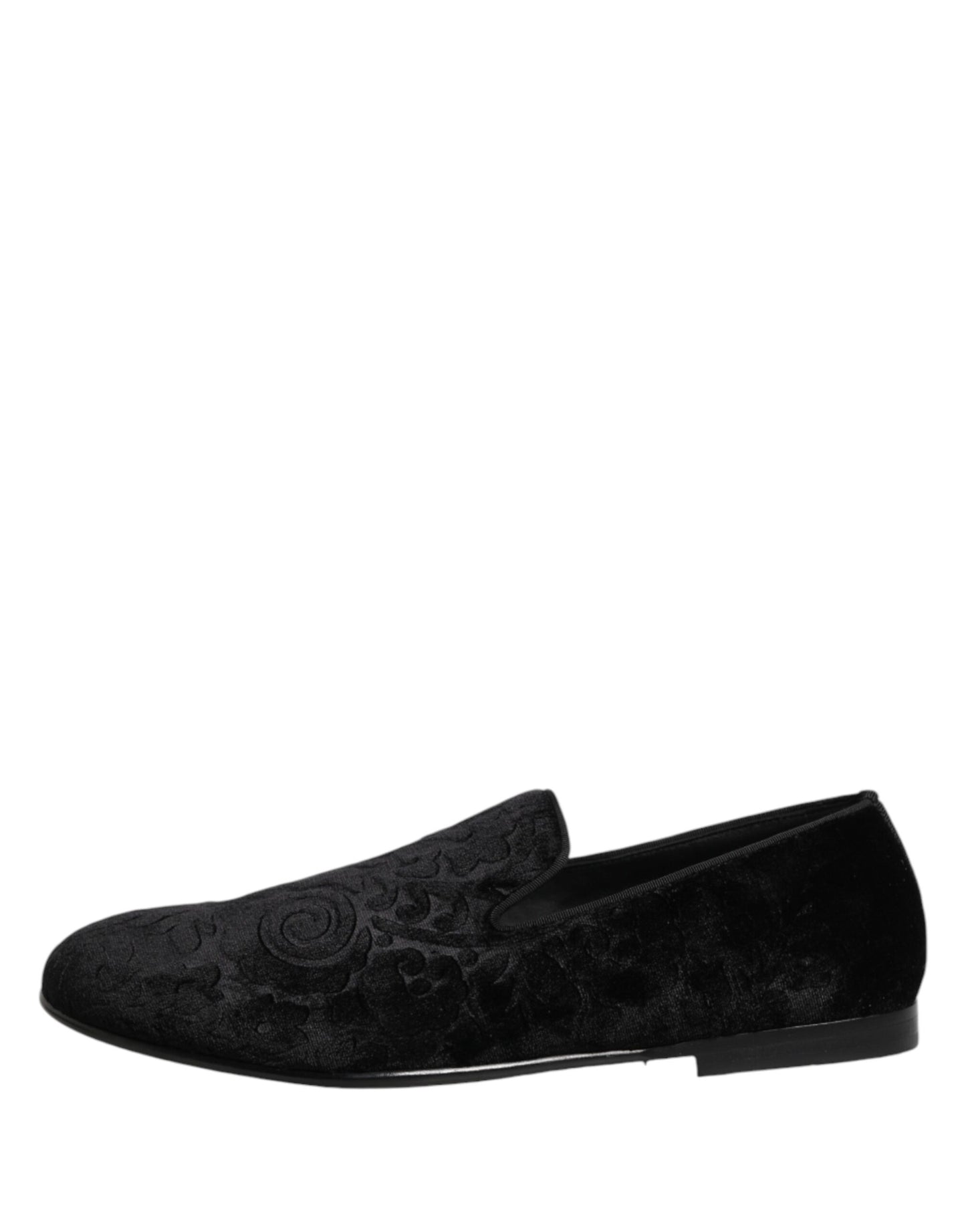 Dolce & Gabbana Black Velvet Slip On Loafers for Men