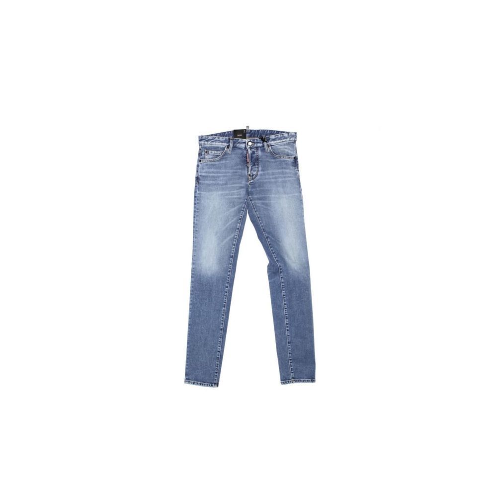 DSQUARED2 Blue Cotton Straight-Leg Jeans
