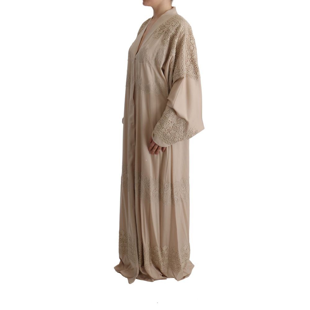Dolce & Gabbana Beige Silk Full-Length Cape Kaftan Dress