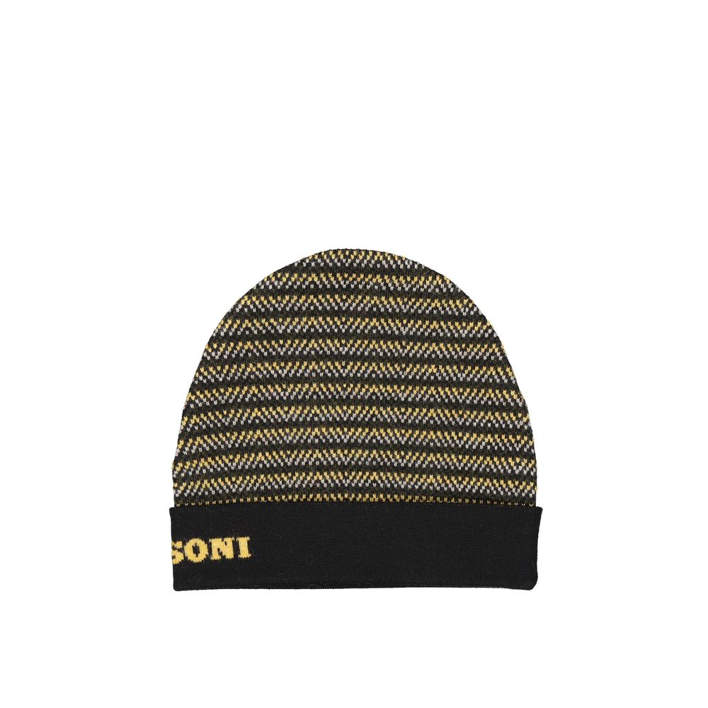 Missoni Black & Gold Zig-Zag Wool Beanie