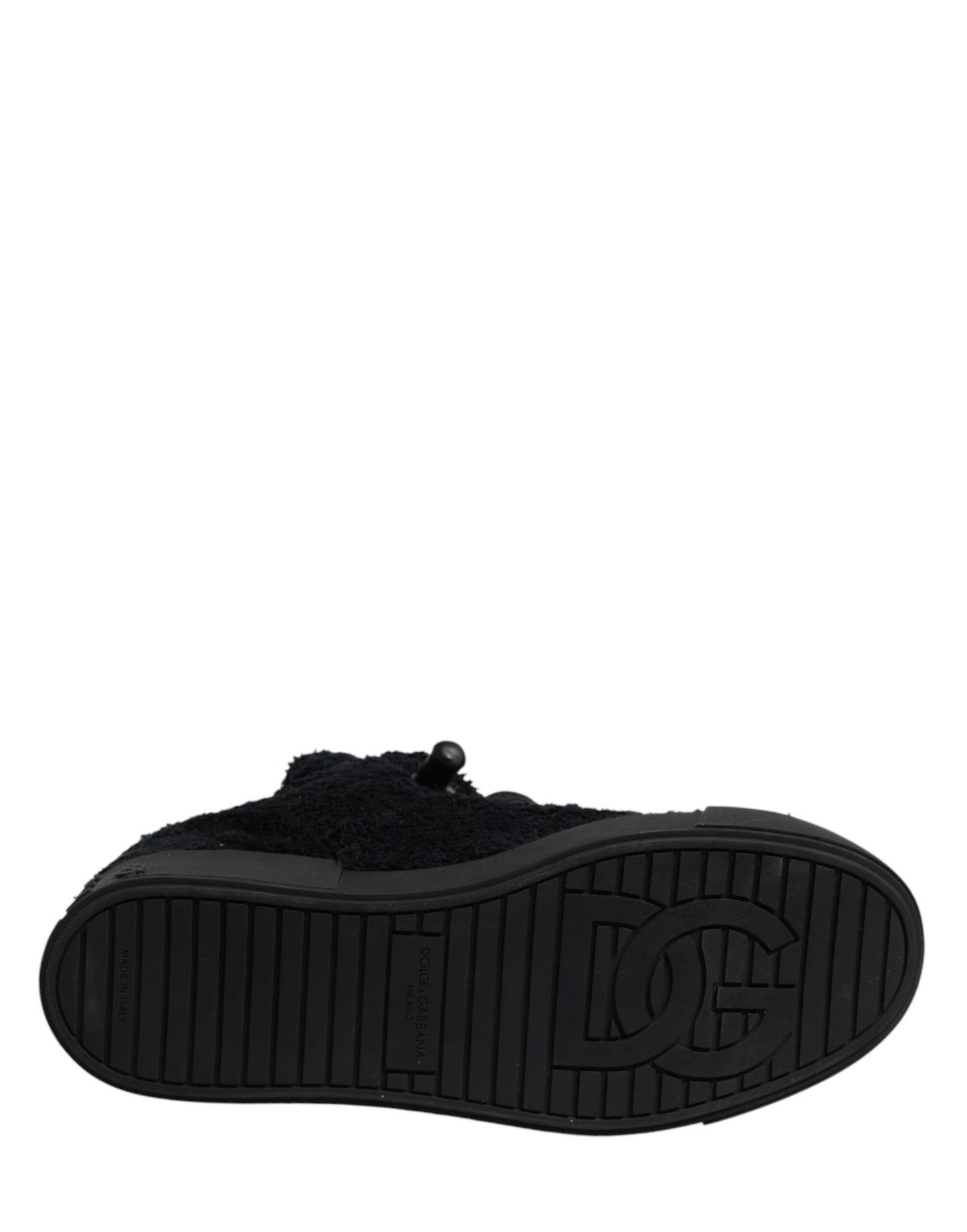 Dolce & Gabbana Black Faux Shearling Low Top Sneakers