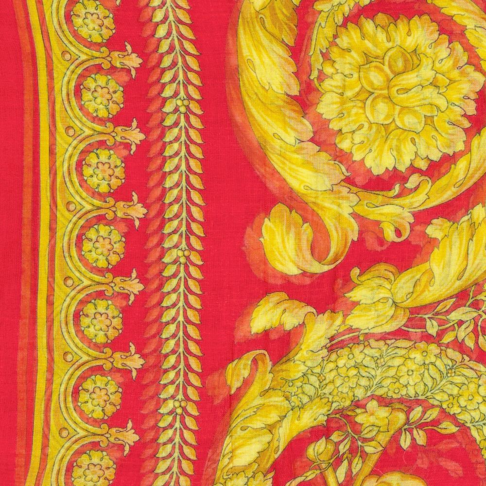 Versace Red & Yellow Baroque Silk Modal Blend Scarf