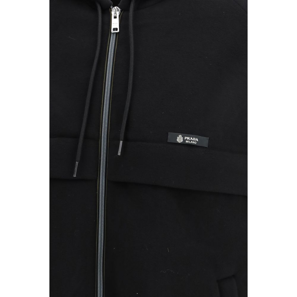 Prada Black Polyester Shell Jacket - Technical Hooded Blouson