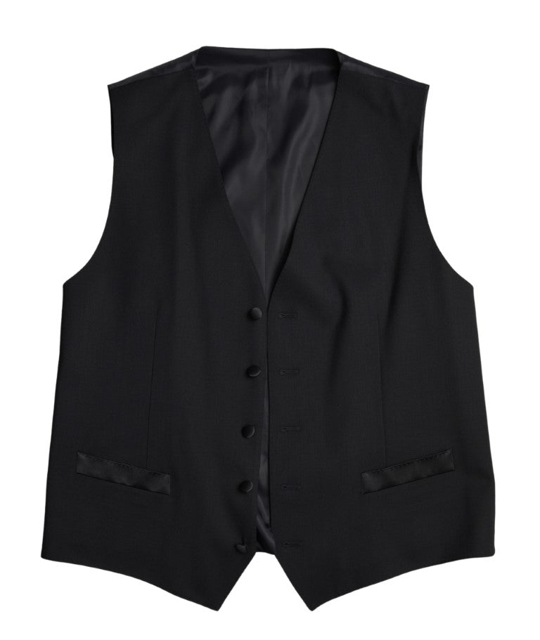 Dolce & Gabbana Black Wool Two-Piece Suit - Blazer & Waistcoat