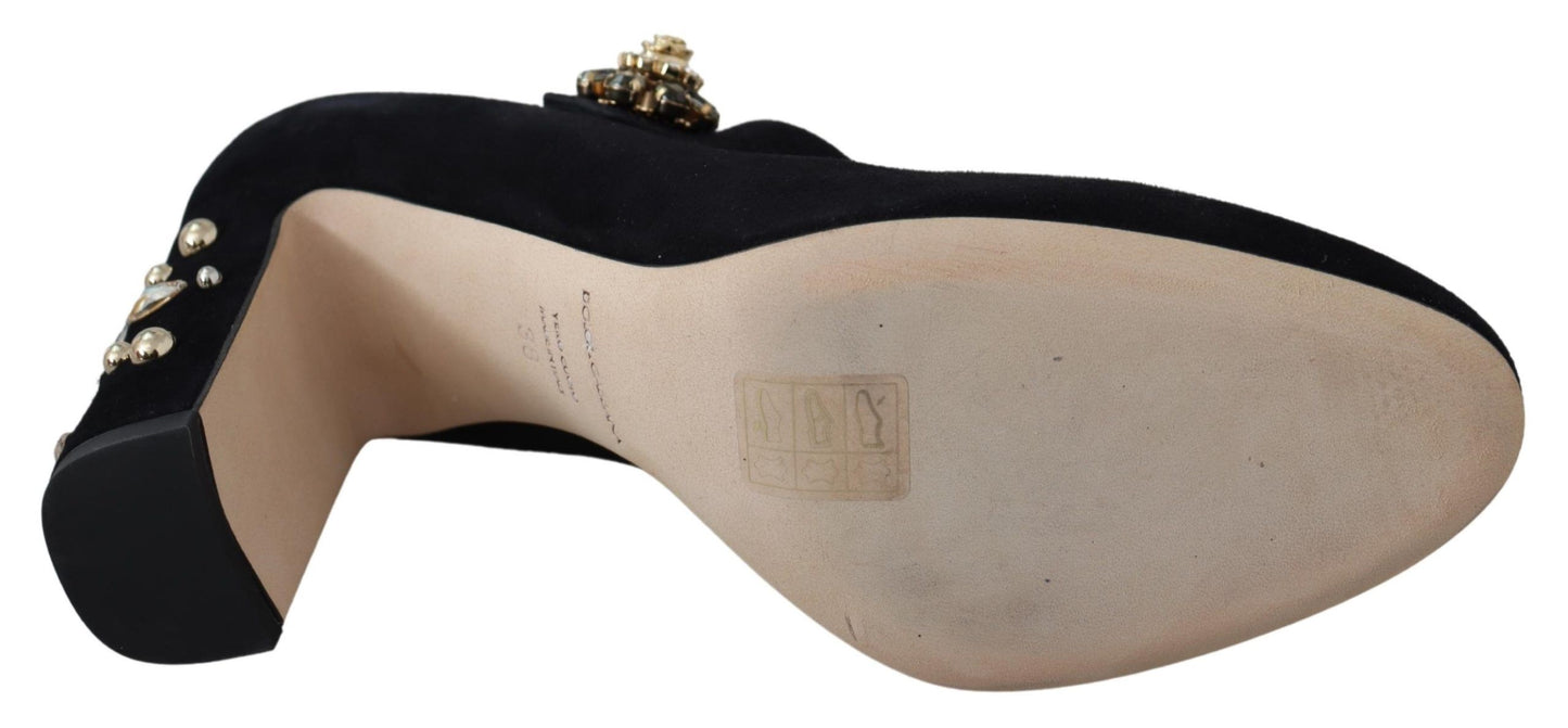 Dolce & Gabbana Black Suede Leather High Heel Pumps
