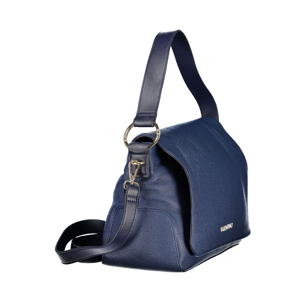 Mario Valentino Blue Italian Leather Shoulder Bag with Adjustable Straps