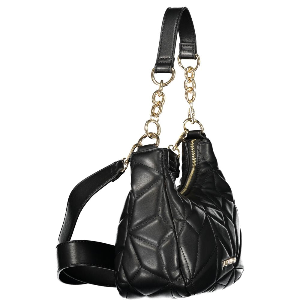 Mario Valentino Black Leather Handbag with Removable Chain Strap