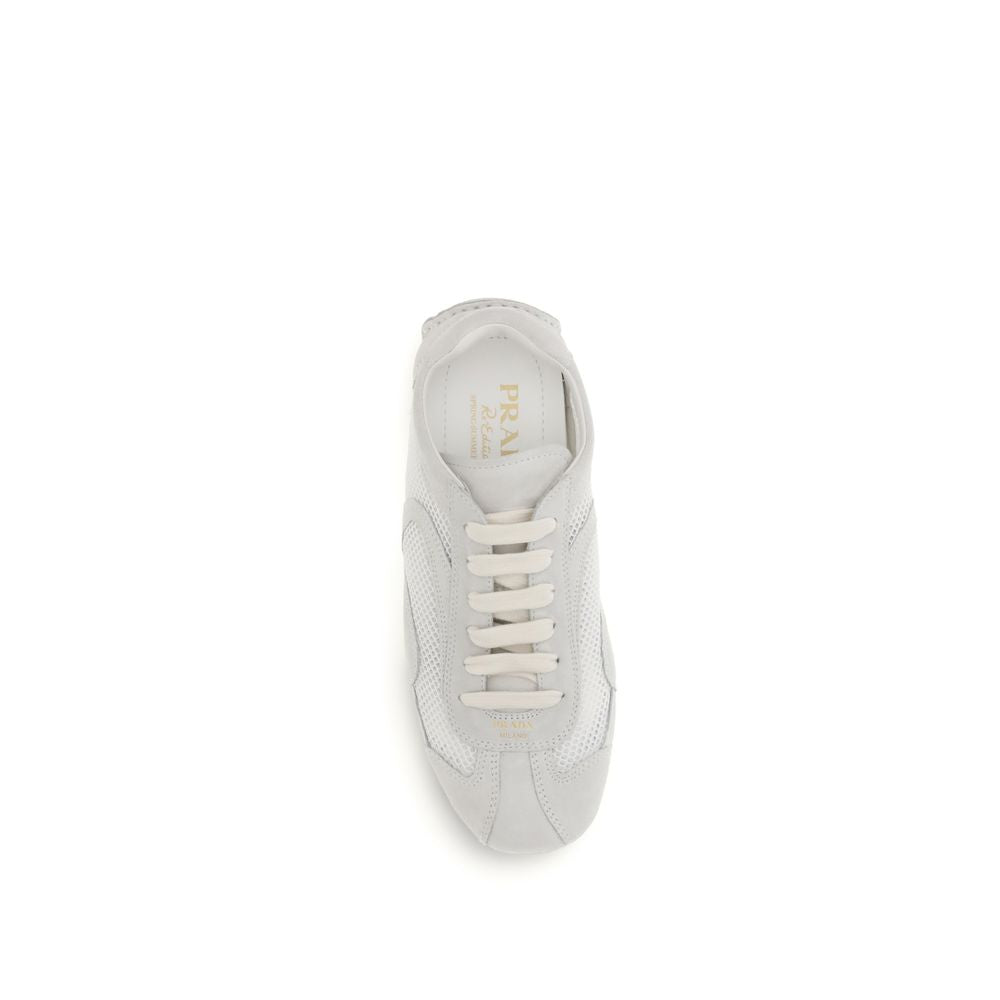 Prada Montecarlo White Fabric Low Top Sneakers