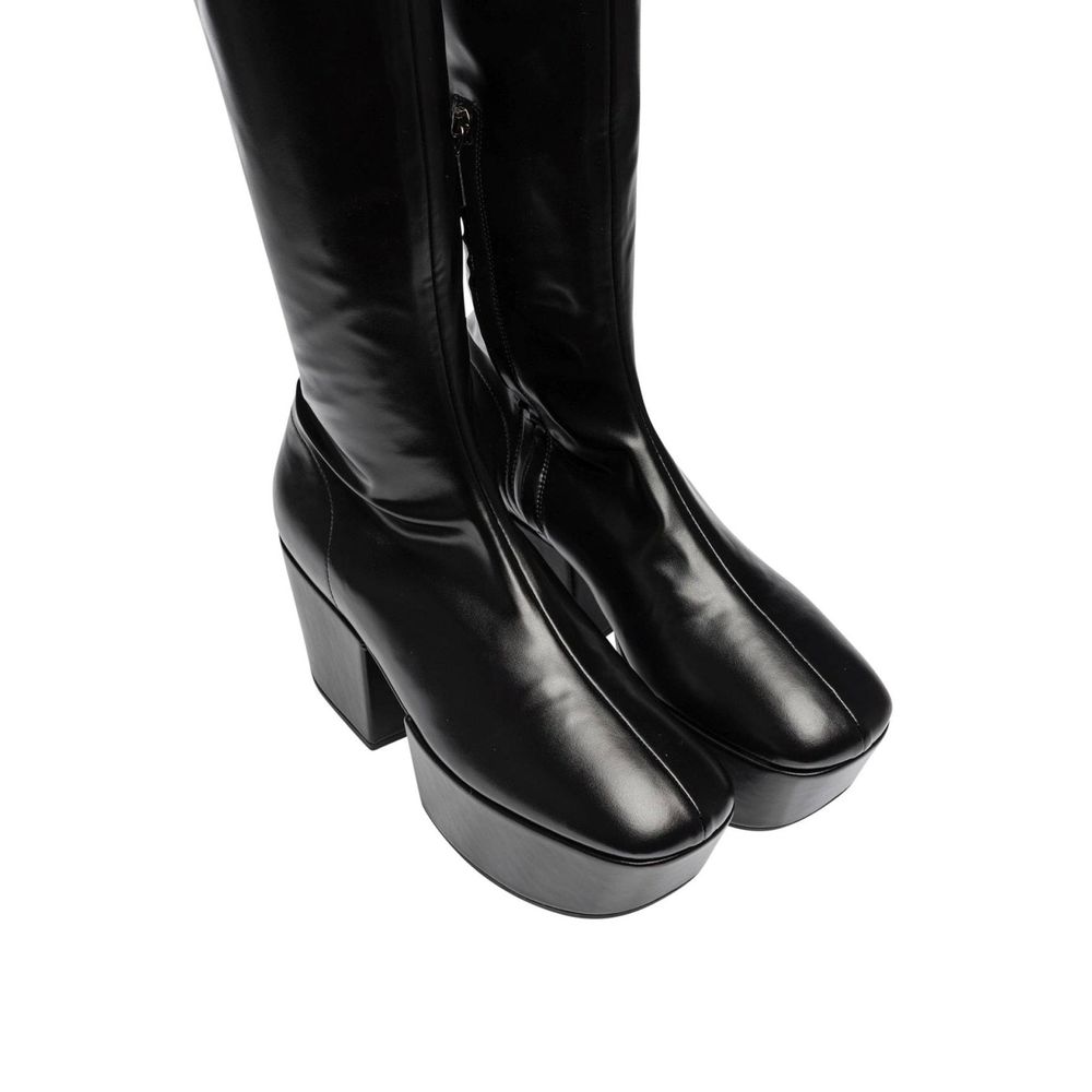 Prada Black Calfskin Over The Knee Boots