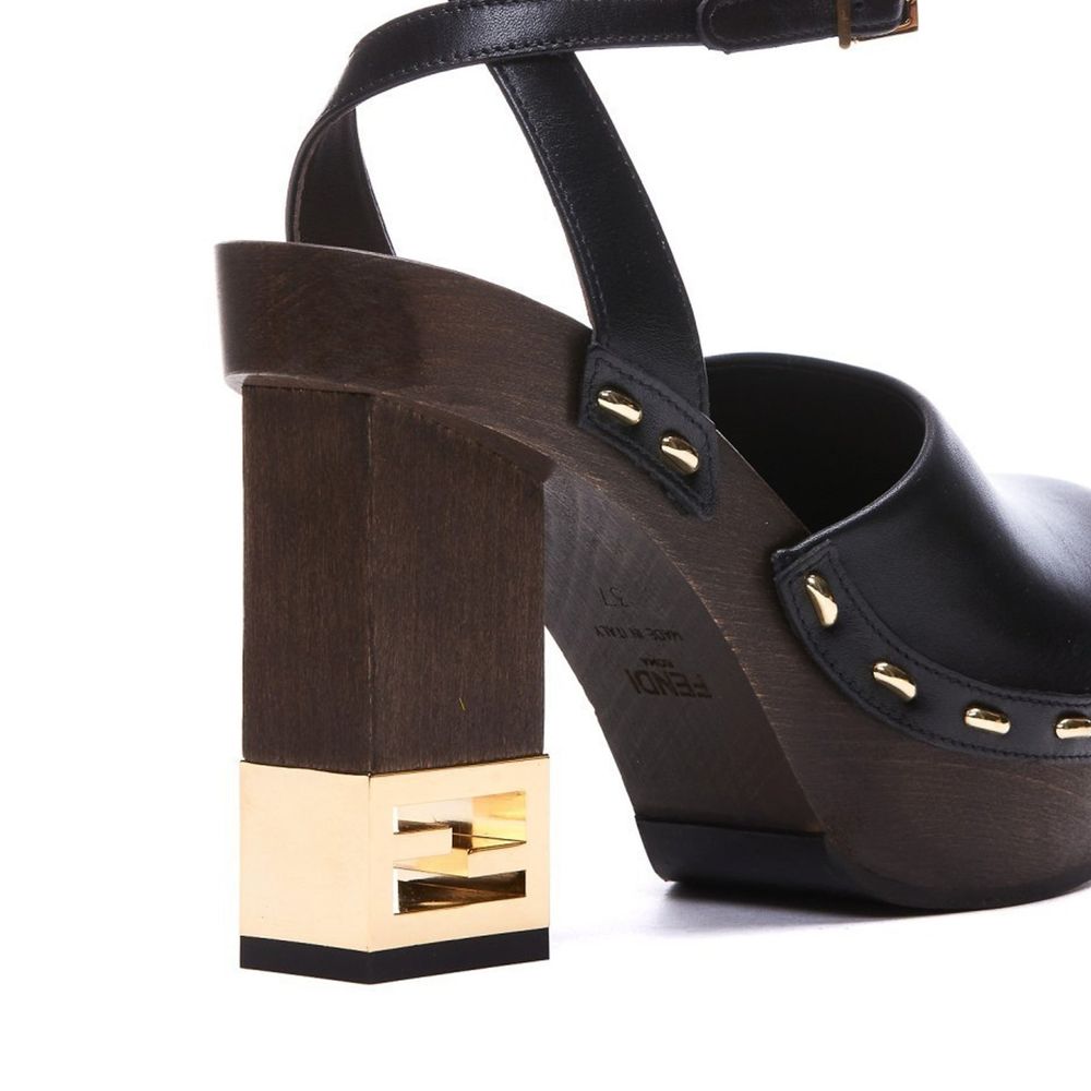Fendi Black Calfskin Clogs: Elegant Footwear for Distinctive Style
