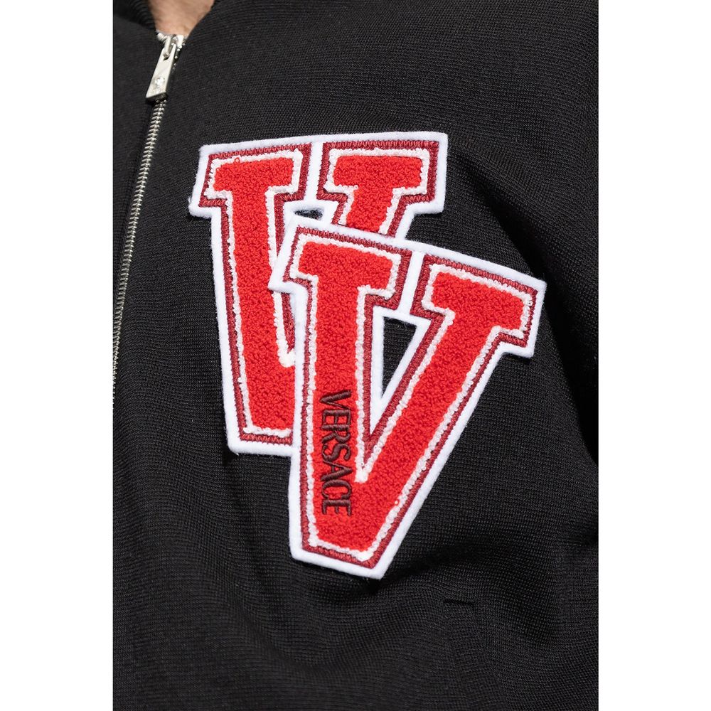 Versace Black Virgin Wool V Bomber Jacket for Men