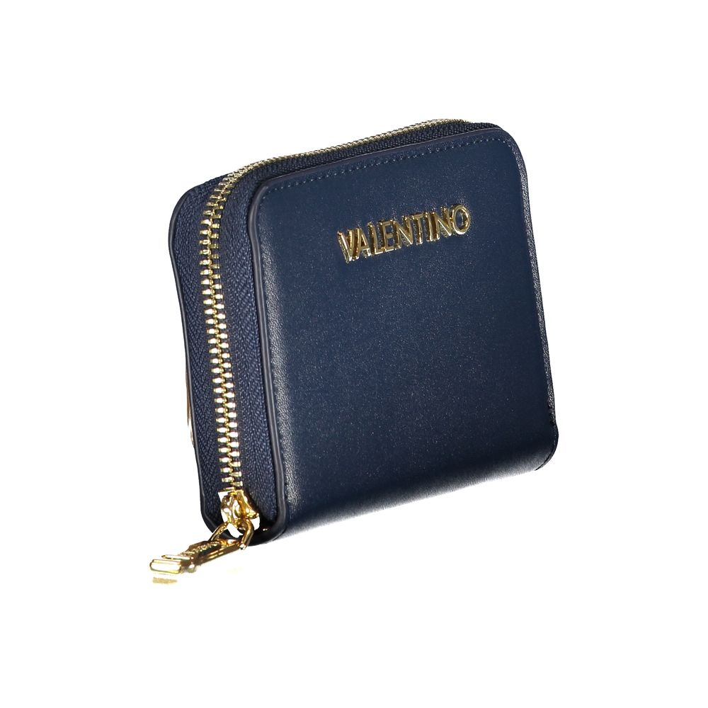 Mario Valentino Blue Leather Wallet with Zip Closure