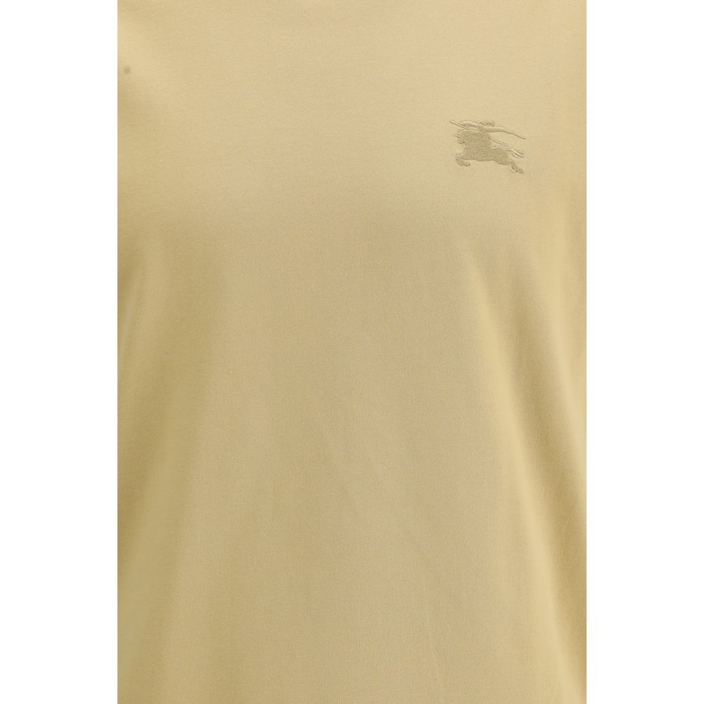 Burberry Beige Cotton T-Shirt with Check Trims